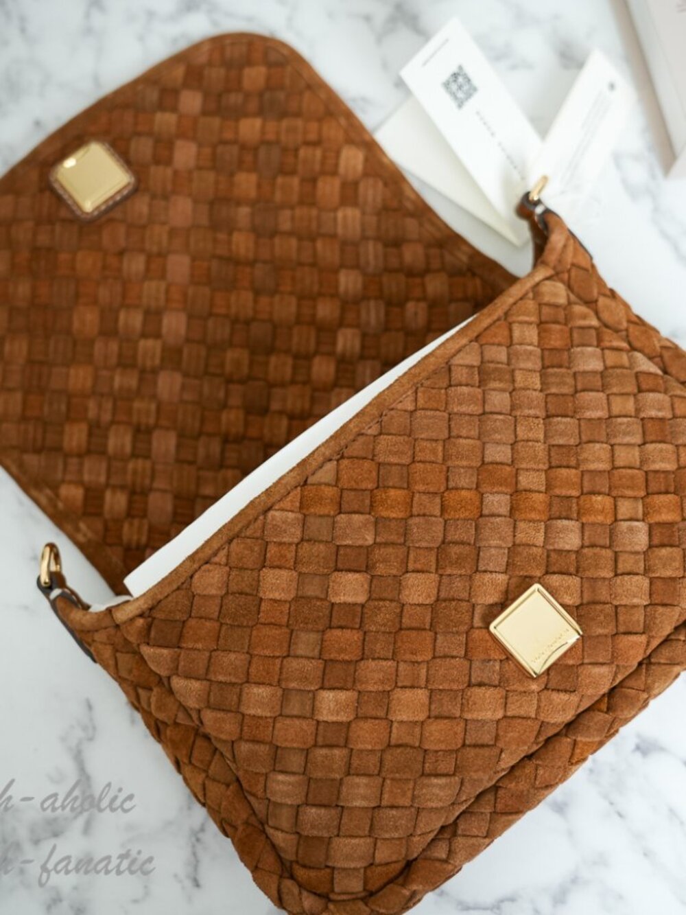 Tory Burch Thea Woven Suede Flap Crossbody in Chicroy Brown NWT - Picture 8 of 11